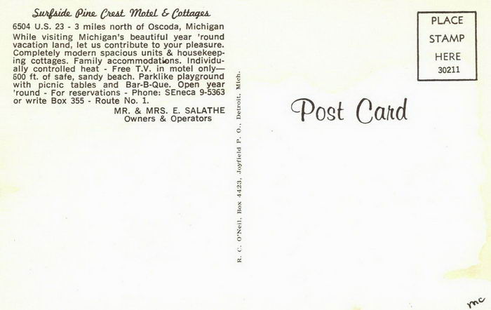 Surfside Pine Crest Motel & Cottages - Old Postcard (newer photo)